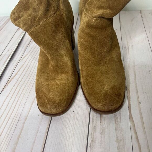 Lucky Brand Jicole Brown Suede Slip On Heeled Boots New Condition Size 8.5 - Picture 5 of 9